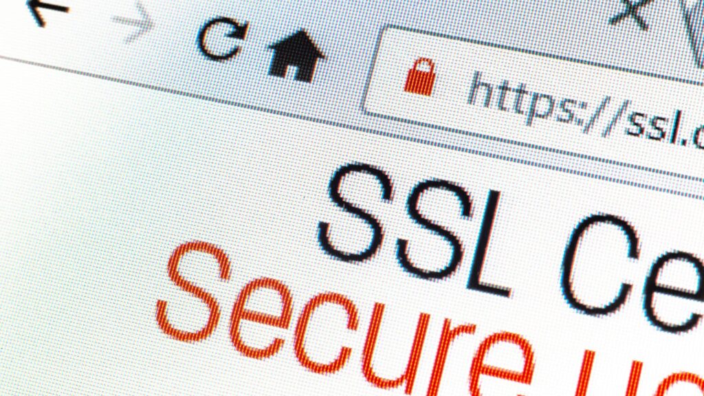 A web browser address bar displaying a secure HTTPS connection to a website, with a lock icon indicating the website's SSL/TLS security certificate. The image highlights the visual cues that signify a secure online connection.