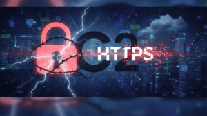 A detailed, tech-inspired infographic explaining the challenges and techniques involved in detecting and defending against encrypted C2 traffic.