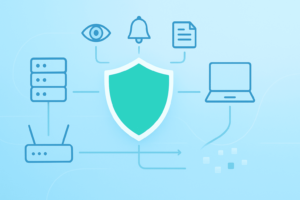 Security shield protecting networked devices including servers, computers, routers and documents with monitoring capabilities