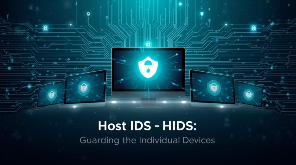 Multiple devices displaying a security shield icon, emphasizing the importance of Host IDS in protecting individual devices.