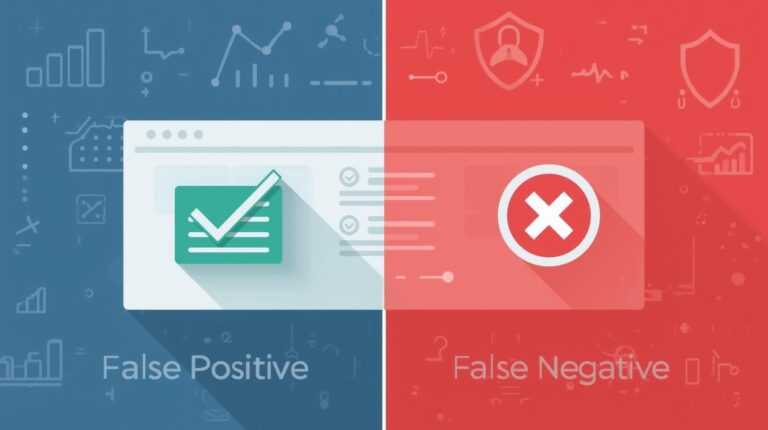 Comparison of false positive and false negative outcomes with icons representing checkmarks and crosses.