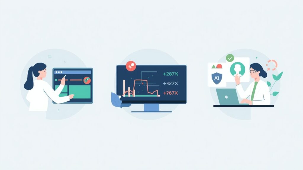 Visual representation of diverse experts working on data insights, highlighting teamwork in technology and research.