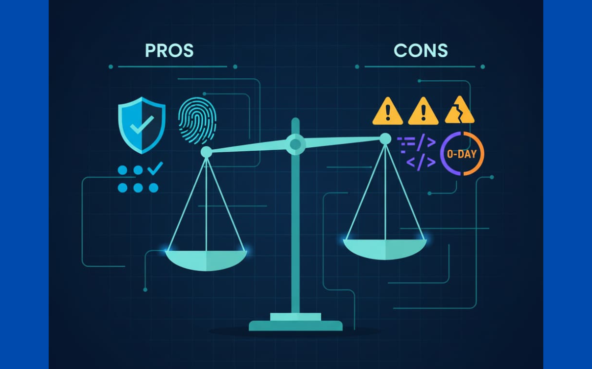 Comparison of security benefits and potential issues with signature verification technology.