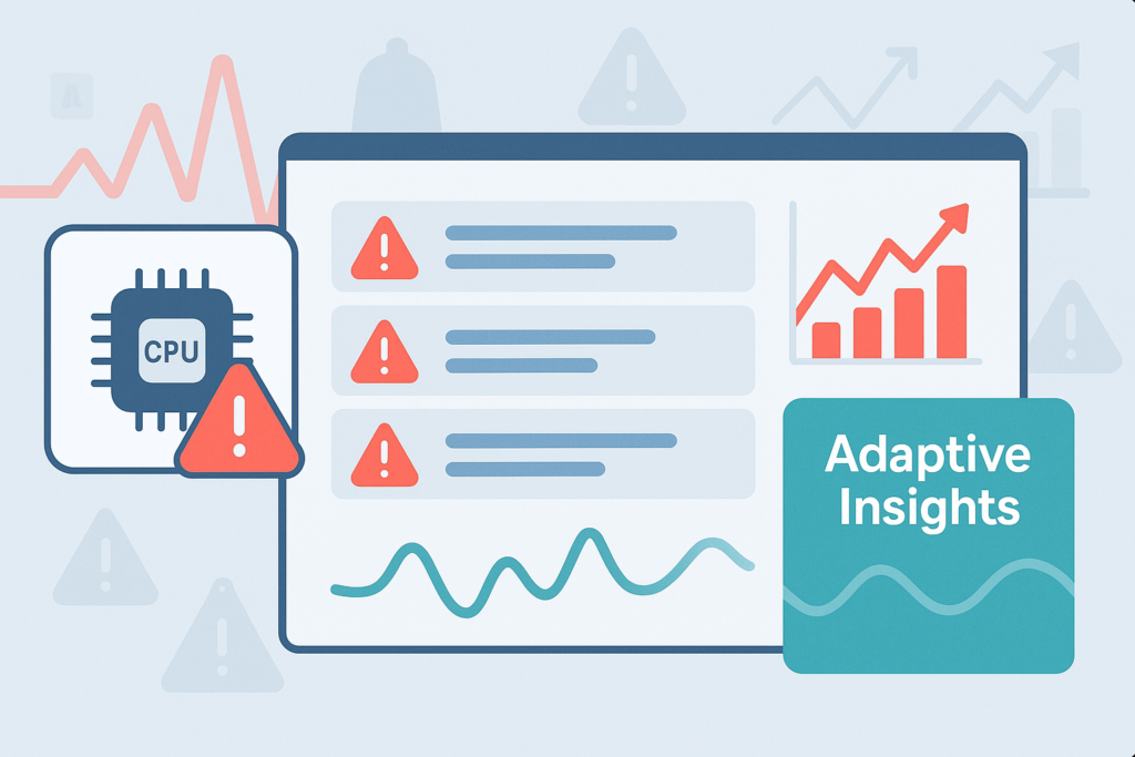 Monitoring dashboard displaying warning alerts and analytics graphs showing threshold based alerting limitations