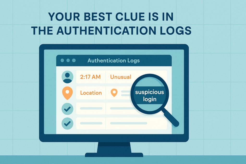 Authentication logs screen showing suspicious login activity for identifying lateral movement behavior in network security.