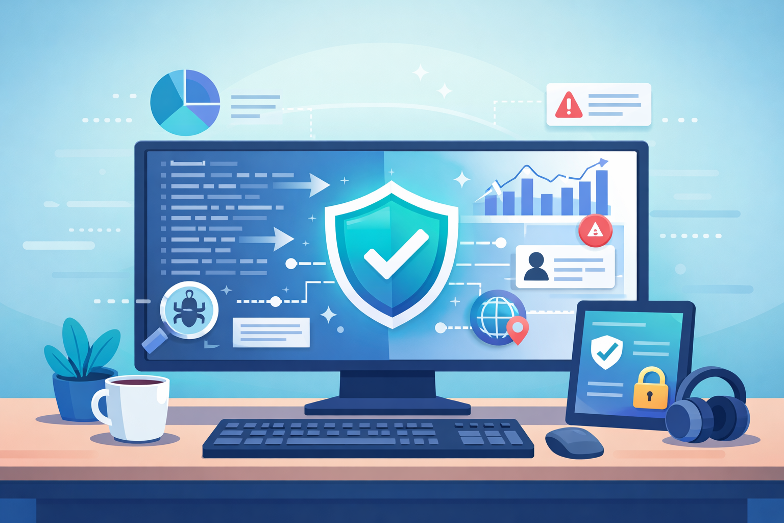 Firewall Log Analysis Best Practices workspace illustration with logs turning into security insights