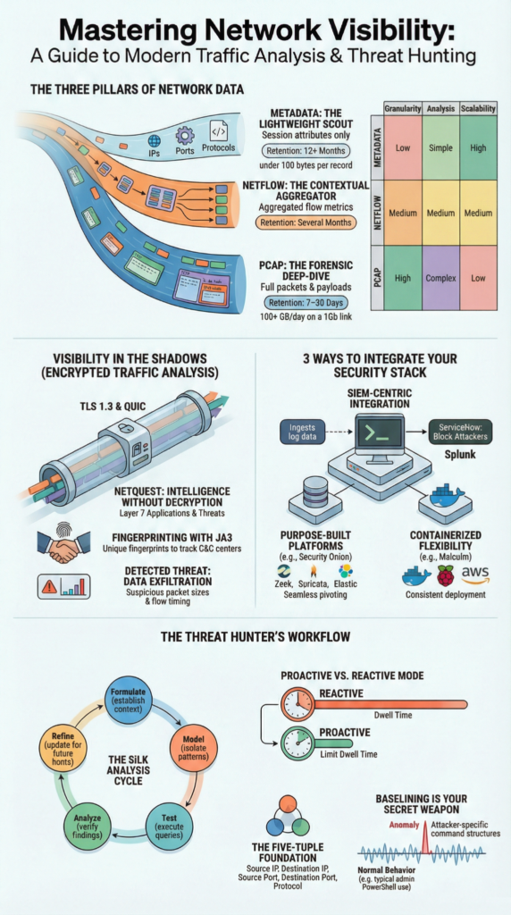 Utilizing Network Metadata & Session Records to transform raw traffic into structured sessions and threat insights