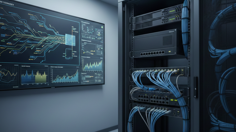 Server rack visual highlighting network recorder appliance features powering continuous network capture and analytics