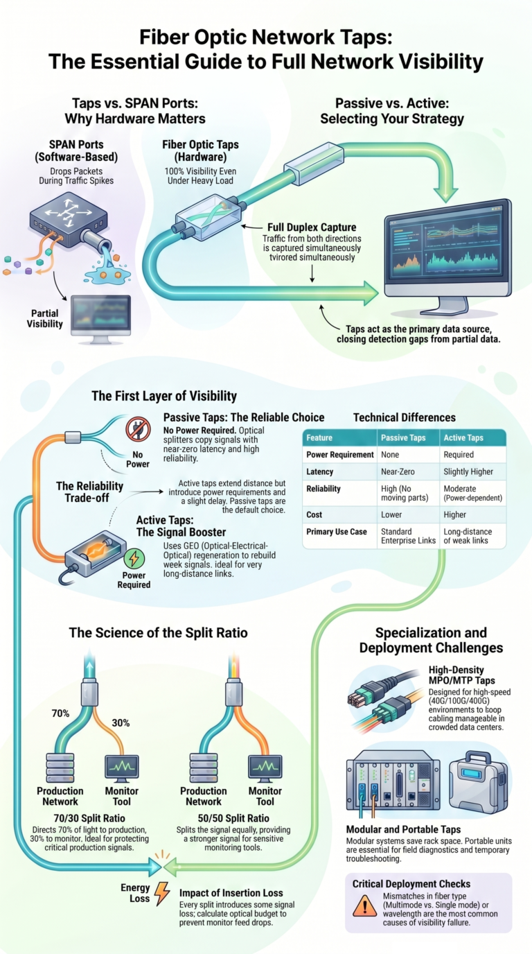 Network Taps For Network Traffic Analysis 3 Fiber Optic Network Taps Types You Should Know - Network Threat Detection