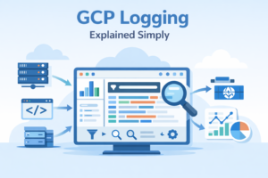 Google Cloud Platform GCP Logging central dashboard visualizing log data, filtering, and analytics
