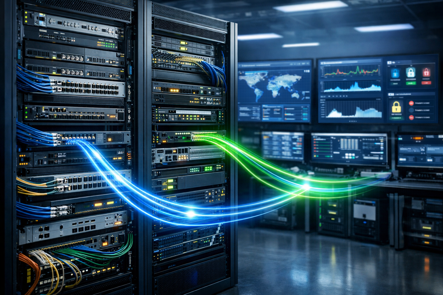 High Availability TAP Configurations in enterprise data center with redundant traffic paths and monitoring screens