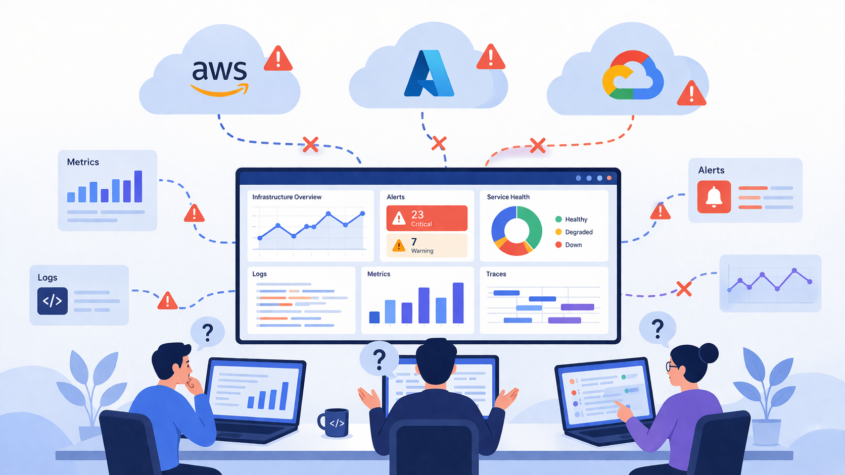 challenges monitoring multi cloud environments with fragmented dashboards and engineers facing unclear visibility