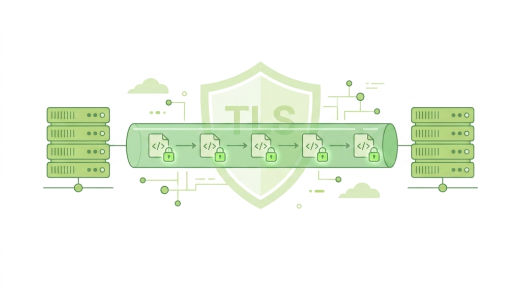 Comparative diagram of unmanaged logs versus organized, protected logs when securing syslog communication tls. 