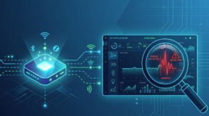 Dashboard view of a threat detection system analyzing IoT device telemetry data for anomalies and spikes. 