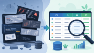 Searching analyzing large log volumes comparing unstructured logs and structured searchable data