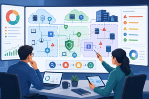 Proactive Network Threat Modeling showing teams prioritizing risks across hybrid environments.