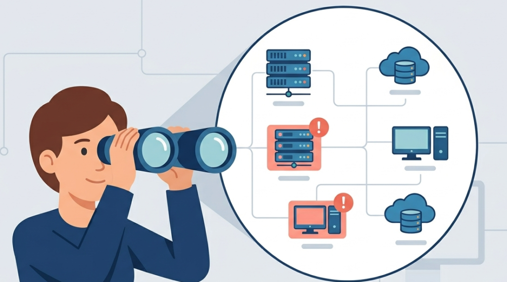 An IT specialist identifying vulnerabilities and assets using Network Security Risk Analysis Techniques. 