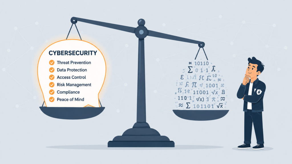Scale weighing qualitative vs quantitative risk analysis data for cybersecurity strategy