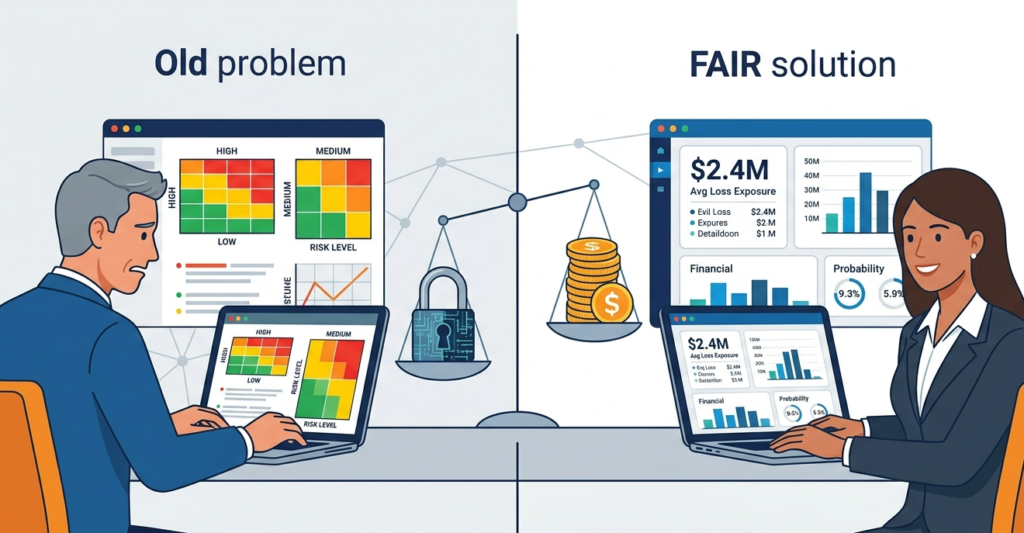 Dashboard solving old problems using FAIR model quantitative risk analysis.