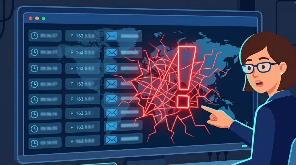 An IT professional uses network risk analysis tools software features to locate a missing data point in a network diagram.