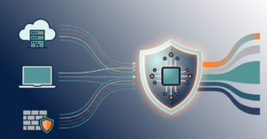 Flat vector showing secure SIEM architecture components deployment models processing clean, organized data streams. 