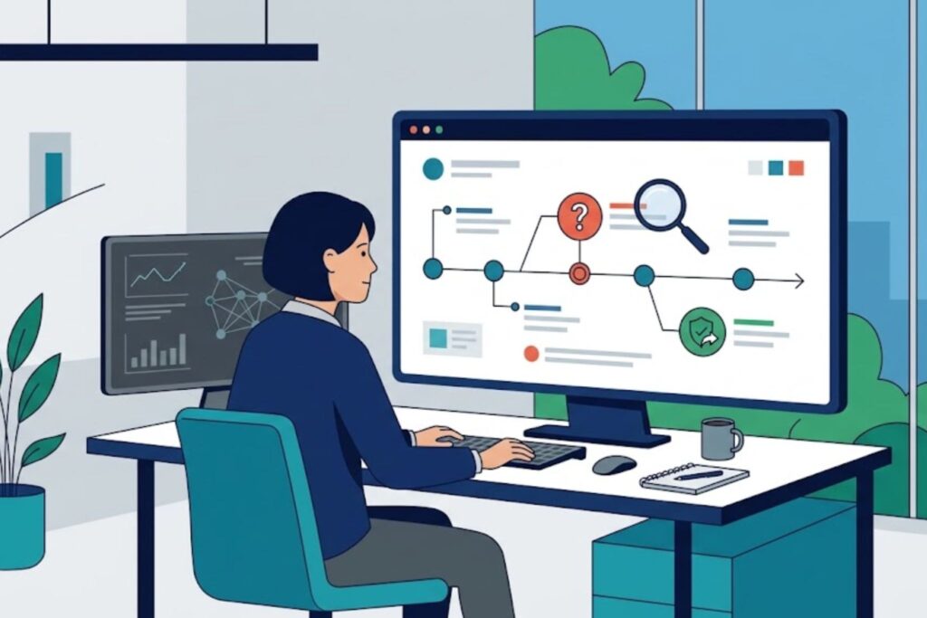 Professional analyzes endpoint and server data illustrating core functions siem system explained clearly.