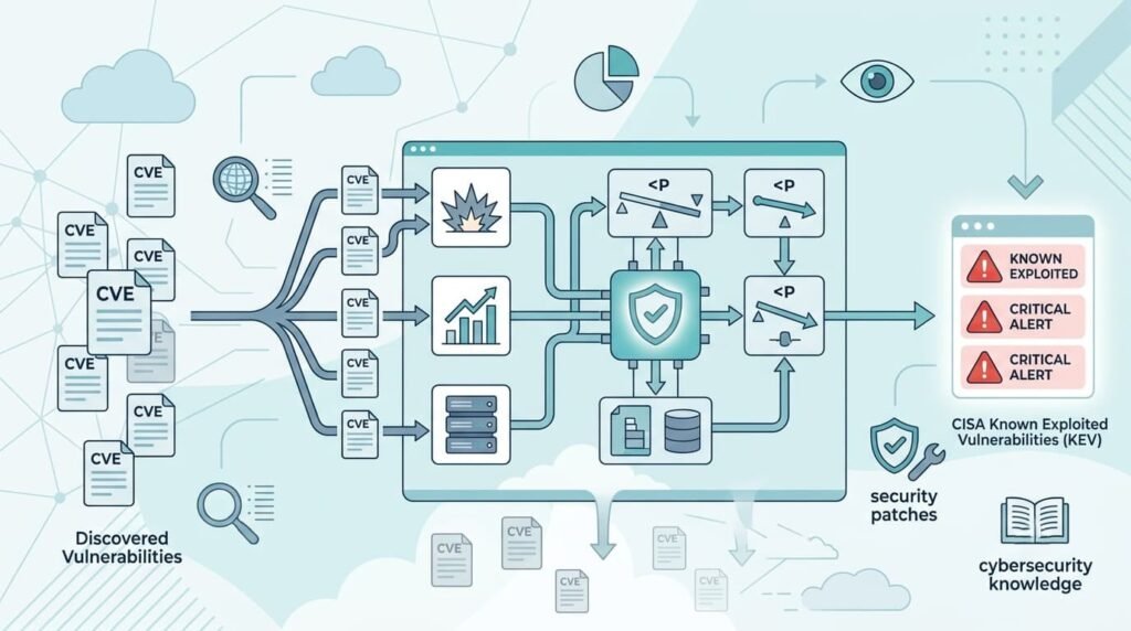 Asset Management & Vulnerability Context workflow prioritizing CVEs into CISA KEV security alerts