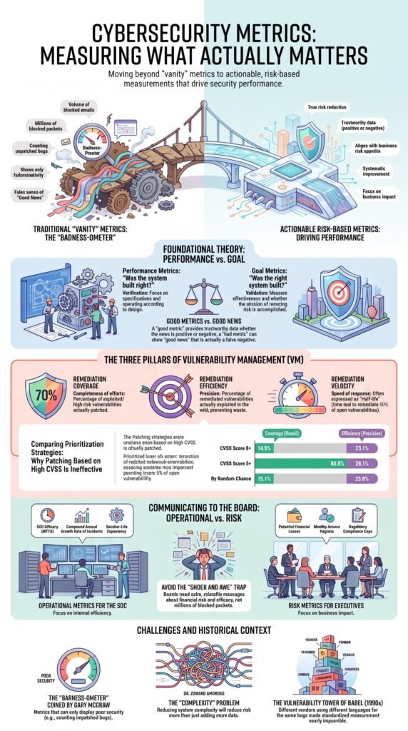 Infographic on cybersecurity metrics that matter when developing custom risk scoring models for security teams.