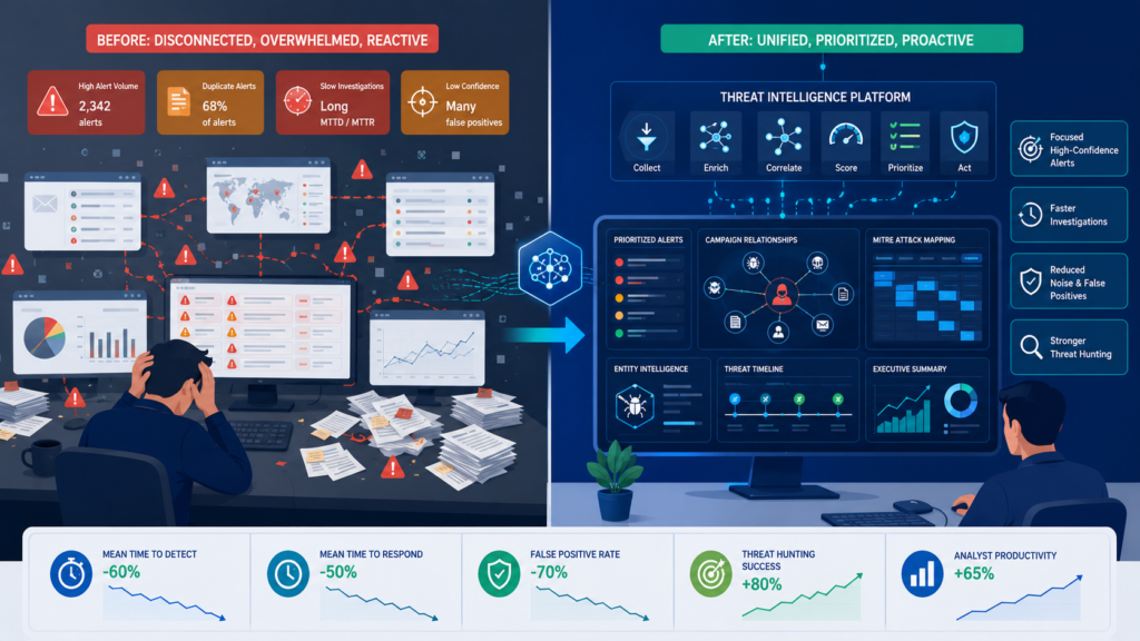 Threat intelligence platform benefits explained with centralized threat data for faster cybersecurity decisions.