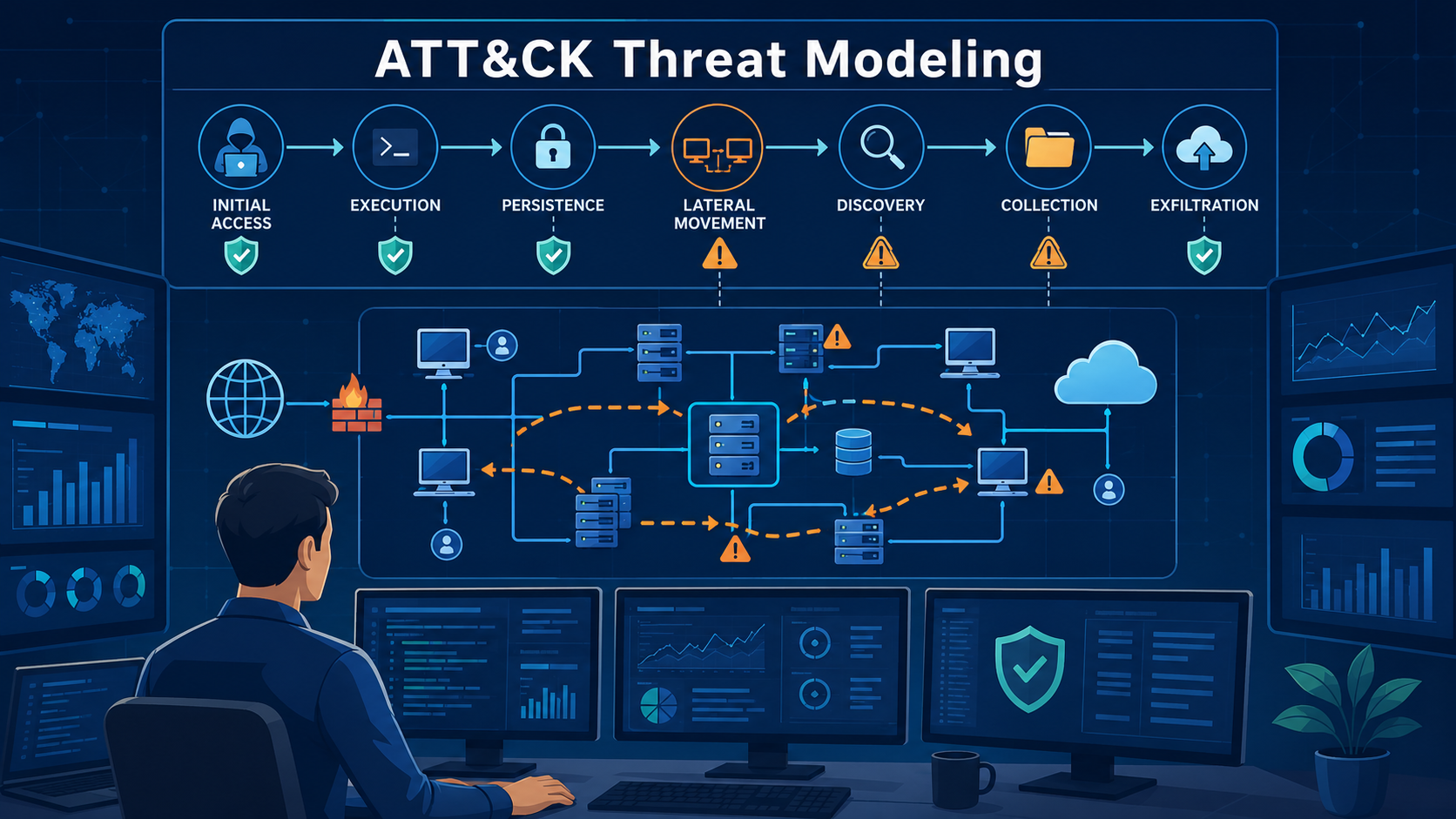 Using att&ck threat modeling process to identify attacker behaviors across enterprise networks. 