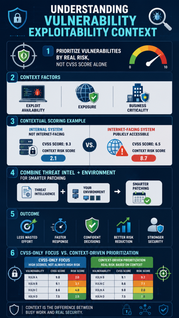Infographic: Workflow for understanding vulnerability exploitability context to improve patch prioritization.