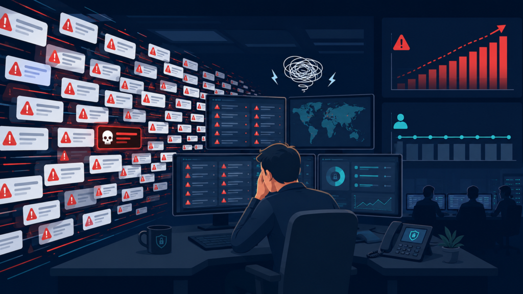 Security operations center prioritizing alerts based asset criticality across business systems and endpoints.