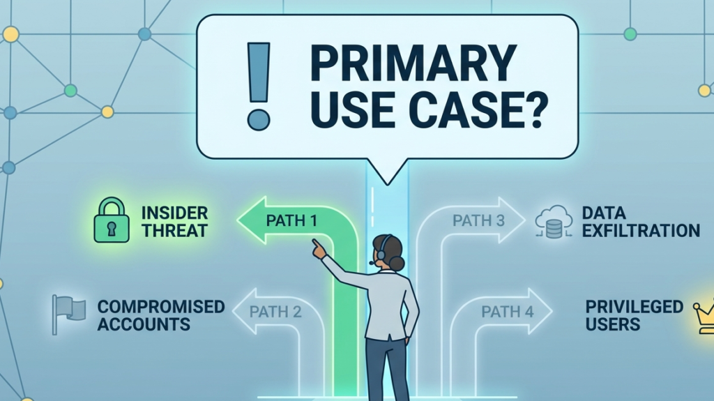 Architect choosing a primary use case, balancing UEBA deployment considerations tuning challenges from day one.