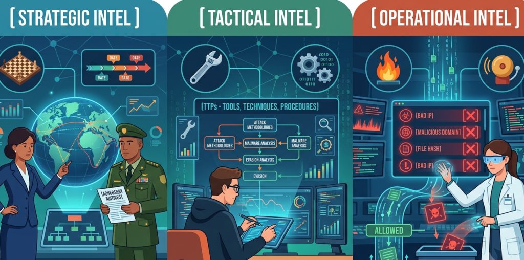 Visual guide to strategic, tactical, and operational tiers using open source threat intelligence tools