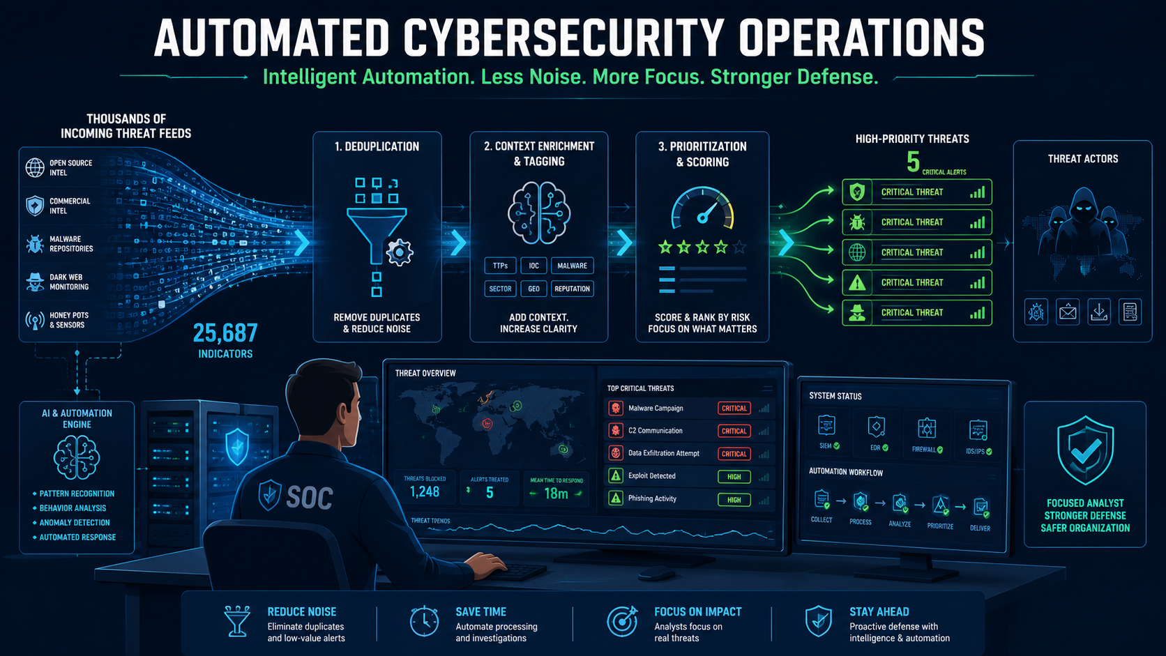 Automating Threat Feed Ingestion Processing Lets Your Team Focus on Real Attacks Automating Threat Feed Ingestion Processing Lets Your Team Focus on Real Attacks by reducing alert overload by reducing alert overload 