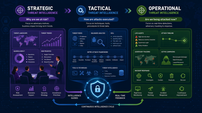 Strategic tactical operational threat intelligence roadmap from business strategy to real-time cyber defense.