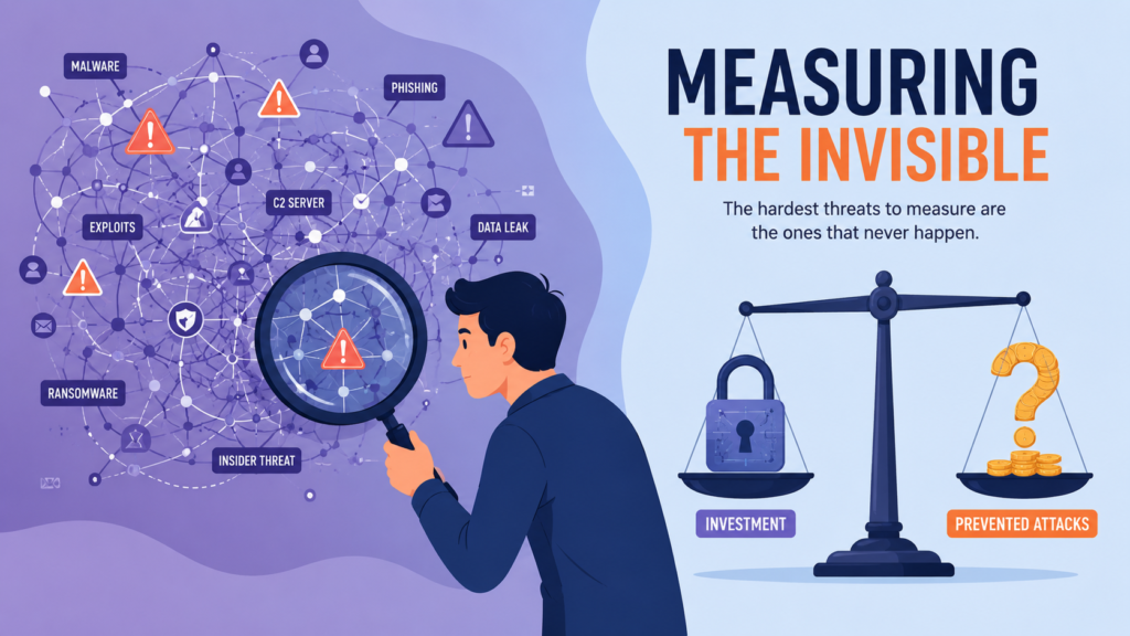 A professional examines complex data to help with measuring roi threat intelligence program.
