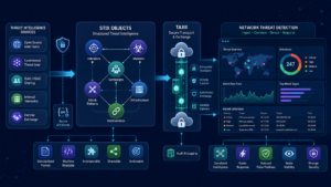 STIX TAXII standards threat intel sharing workflow connecting security tools for automated cyber threat exchange.