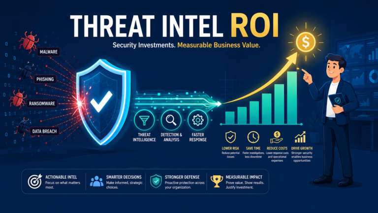 Analyst pointing at a rising bar chart showing success in measuring roi threat intelligence program.