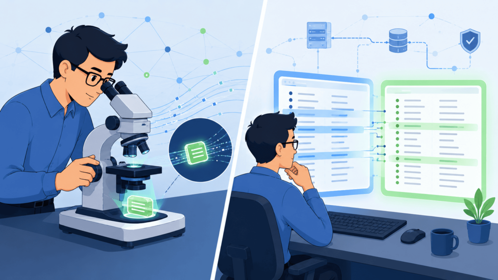 Alt text: Analyst applying network forensics investigation steps methodology through evidence analysis and log review.
