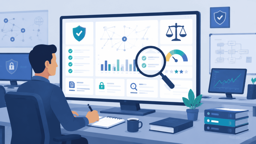 Analyst reviewing dashboards and charts focused on collecting preserving network evidence legally