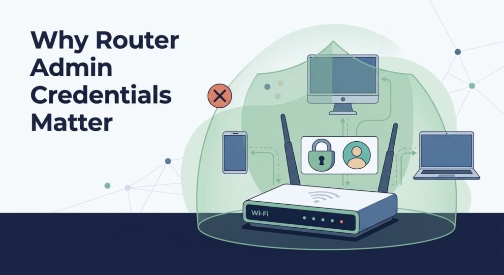 Devices connected to a protected router, highlighting the importance of secure router administrative access credentials