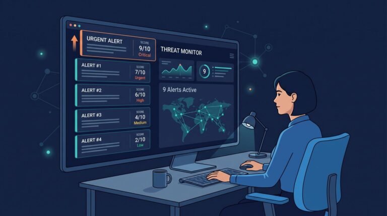 Analyst dashboard demonstrating methods threat alert prioritization scoring for ranked security threats.